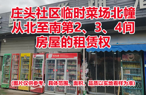 序号01：庄头社区临时菜场北幢从北至南第2、3、4间房屋